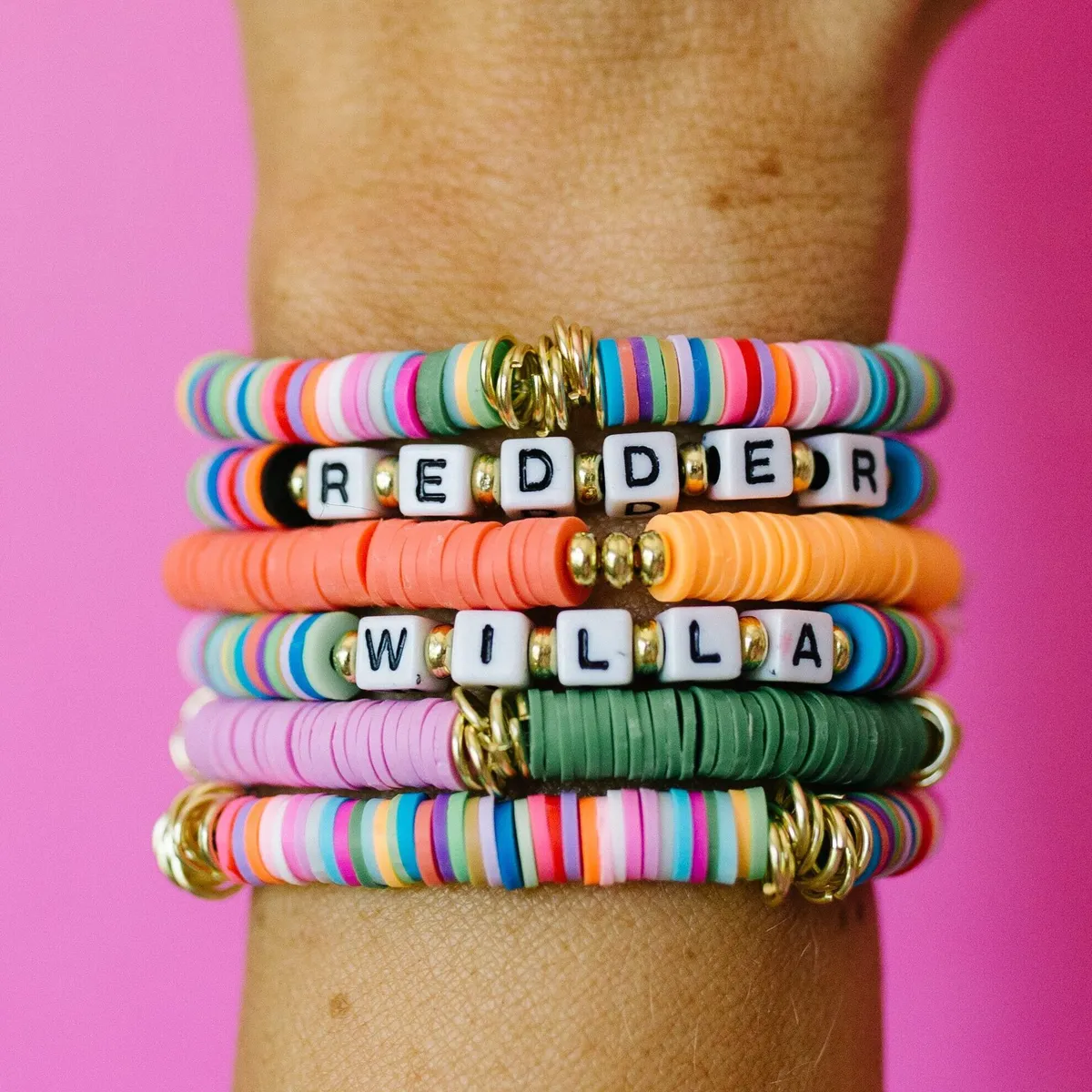 clay bead bracelet kits - gold