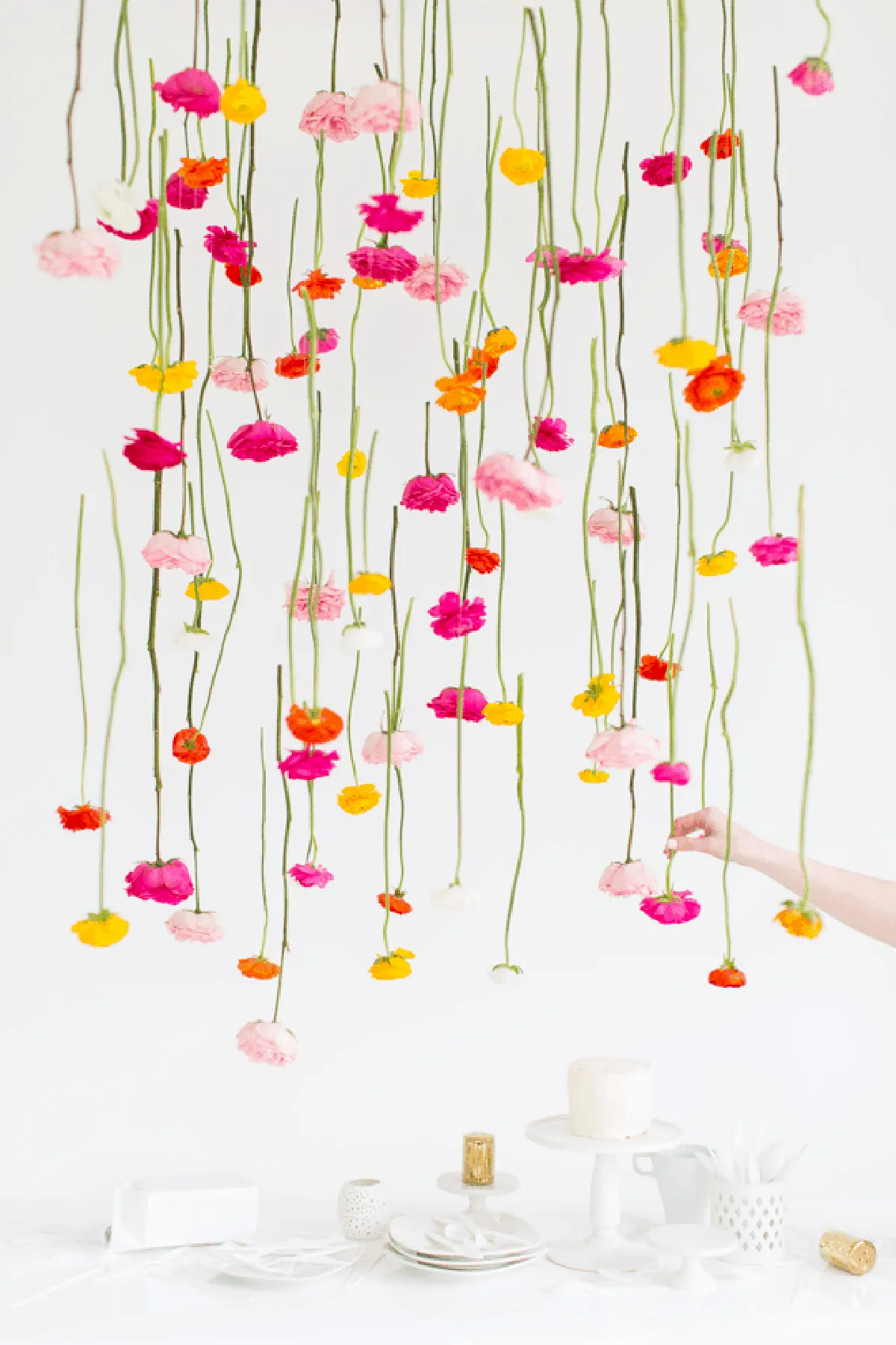 DIY hanging flowers installation