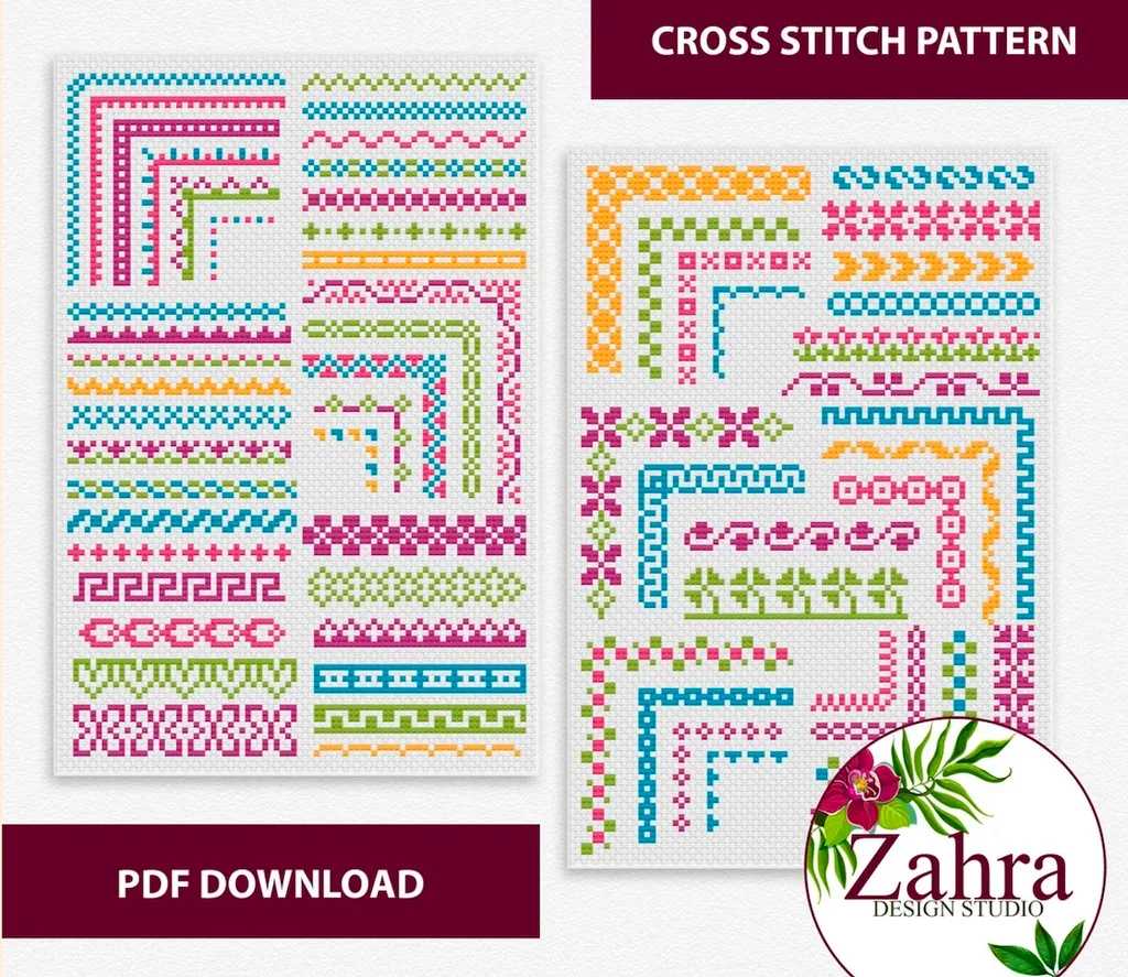 Cross Many Borders Geometric Cross Stitch Borders