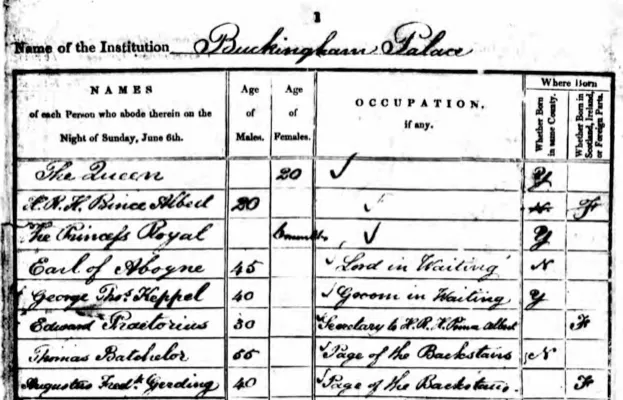 buckingham palace 1841 census