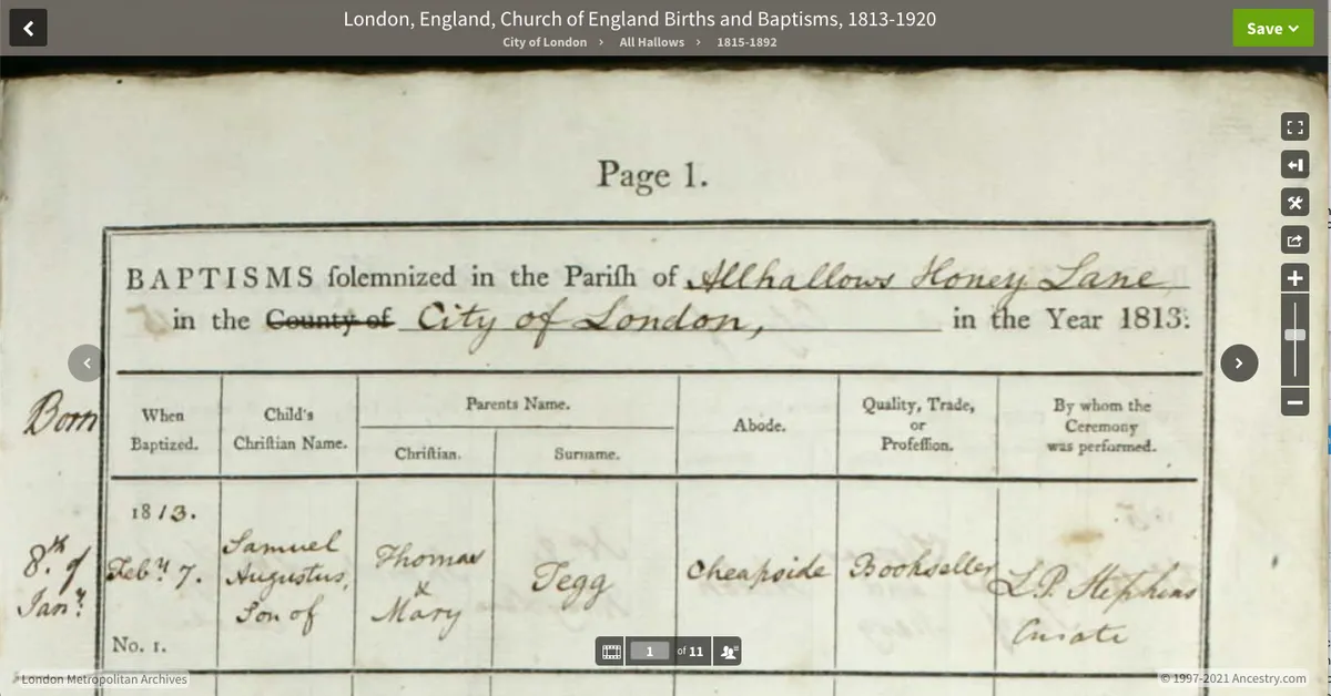 Ancestry London baptism