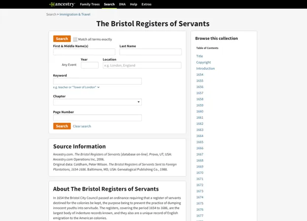 Bristol Registers of Servants