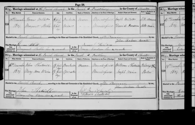 Cheshire marriage records image