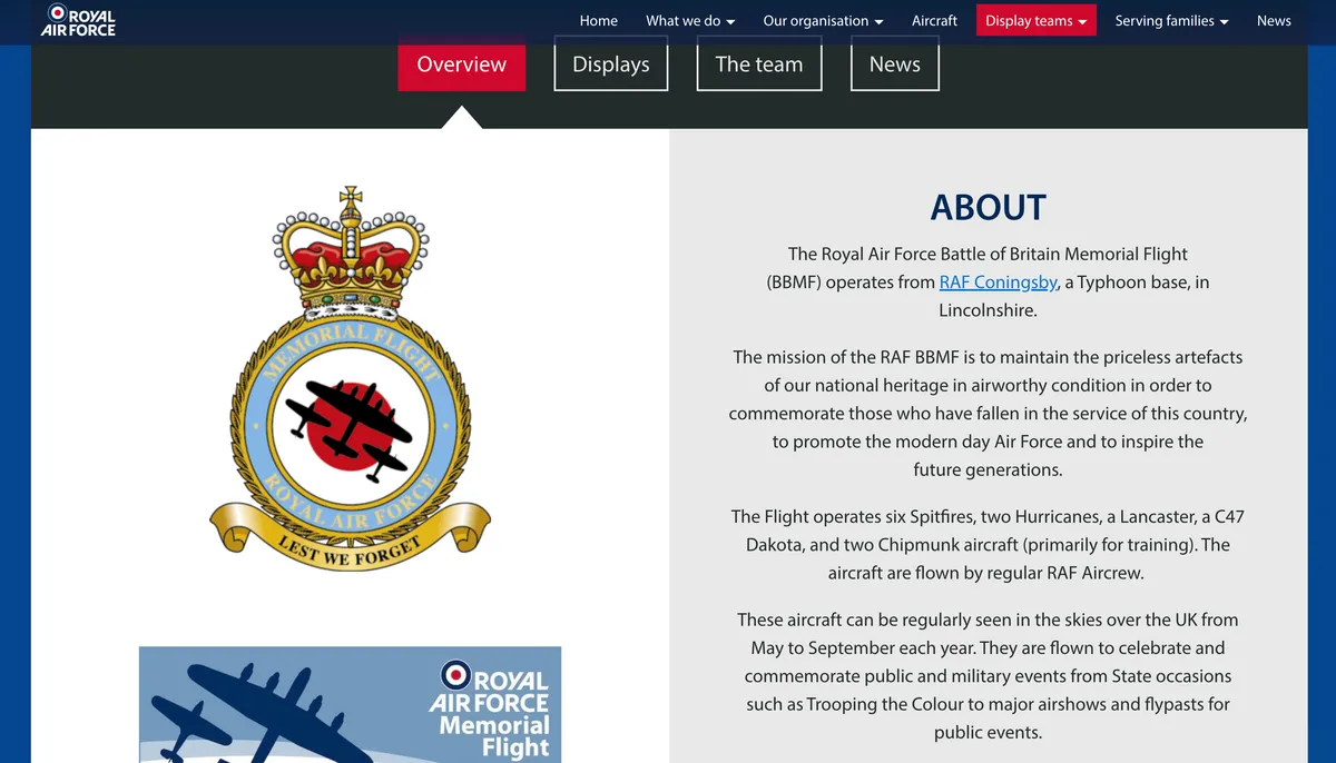 Battle of Britain Memorial Flight website