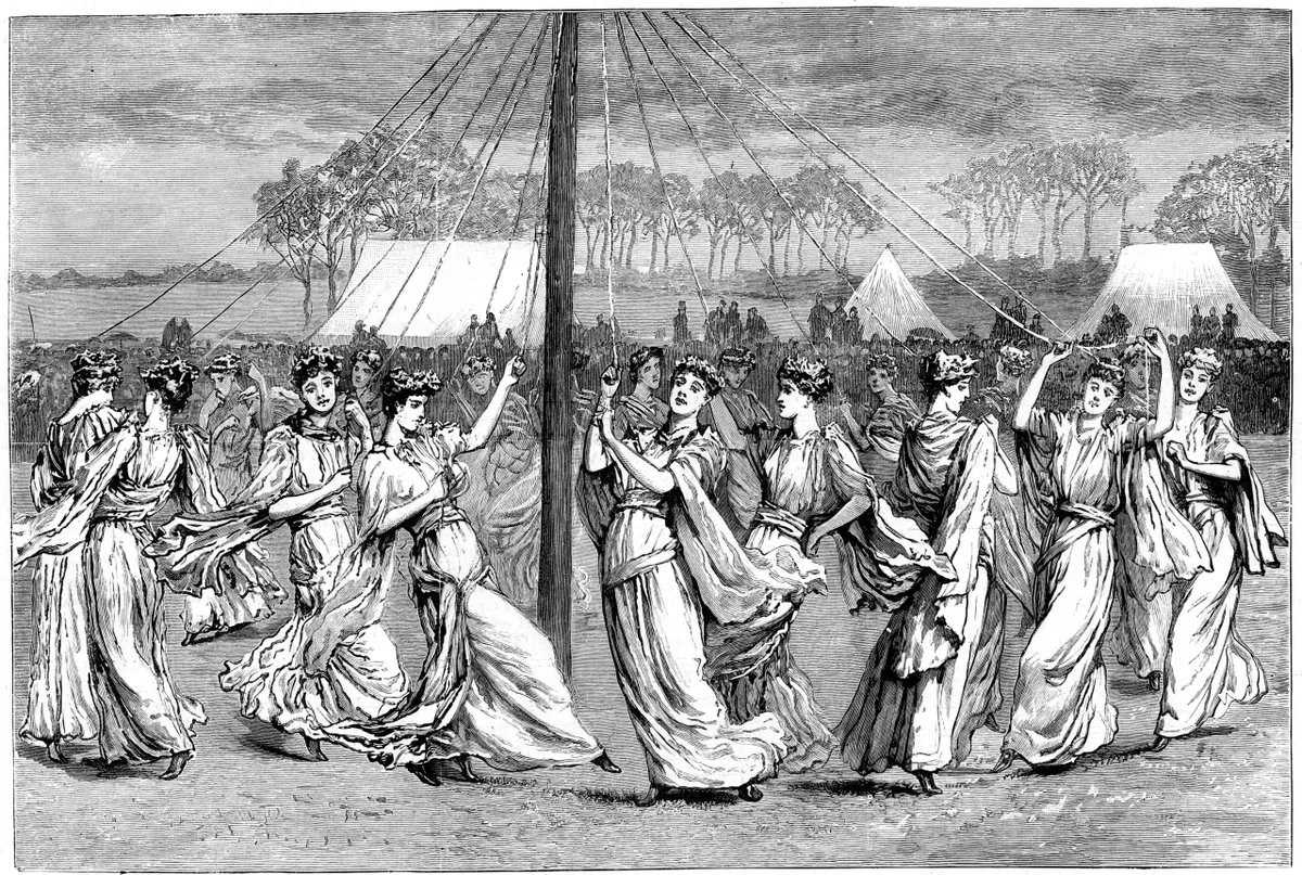 An 1891 drawing of the maypole from The Graphic newspaper