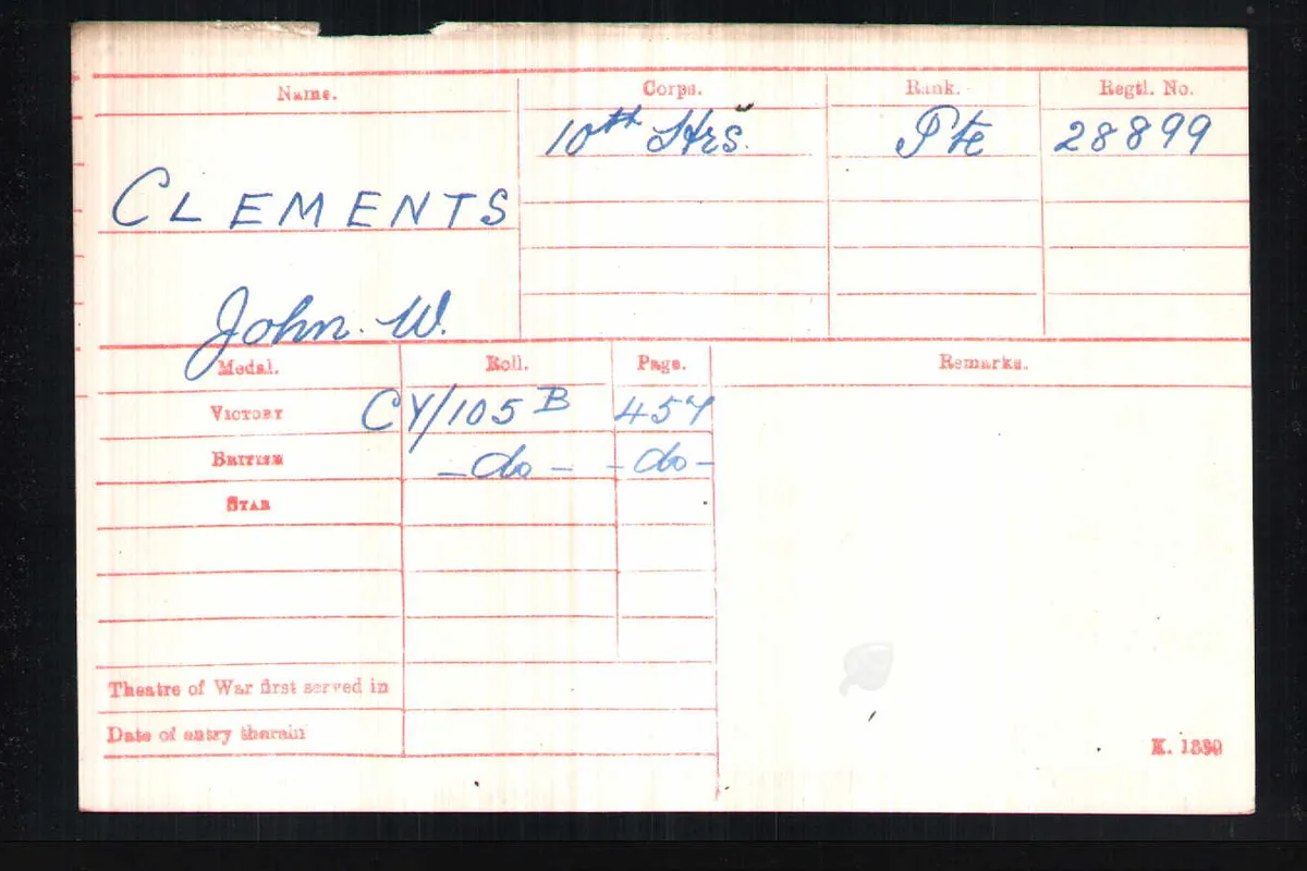 Jodie Whittaker's great uncle's First World War medal index card on Who Do You Think You Are?