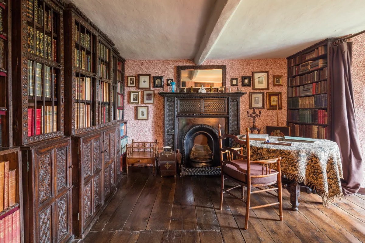 A view of the Library at Townend, Cumbria, from the National Trust