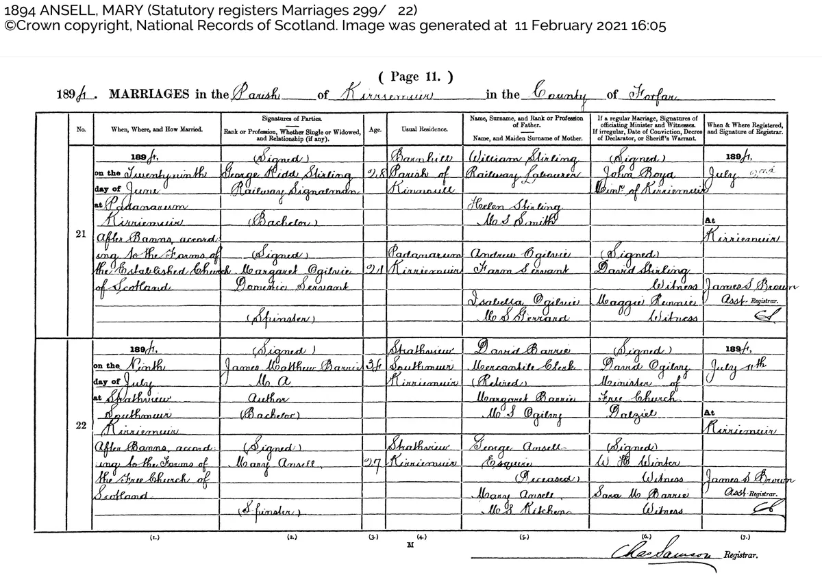 A Scottish marriage register