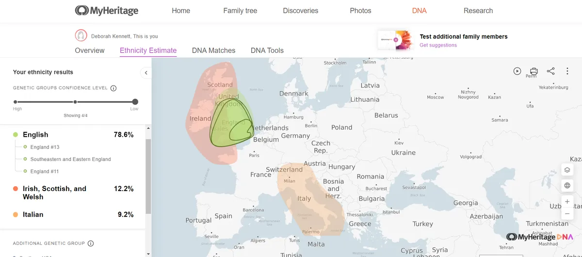 A DNA 'Ethnicity Estimate' from MyHeritage