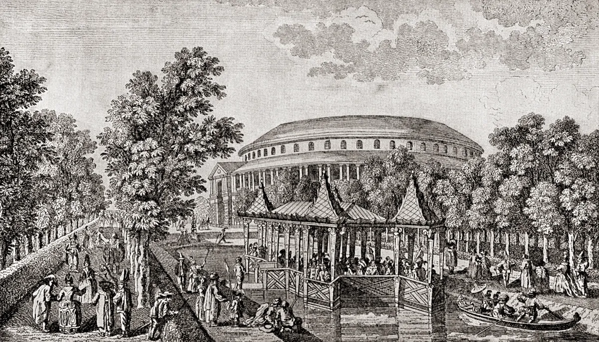The Chinese Hotel and Rotunda at Chelsea's Ranelagh Gardens, 1754