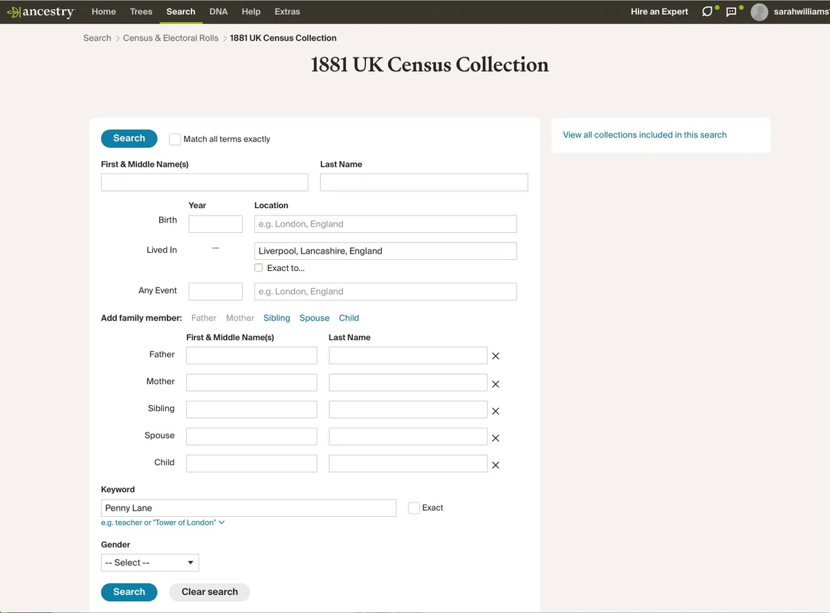 Search the UK census by address on Ancestry