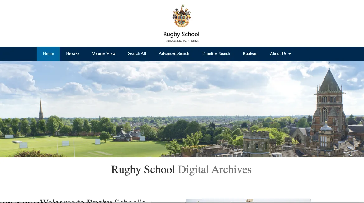 Rugby School Digital Archives old school records