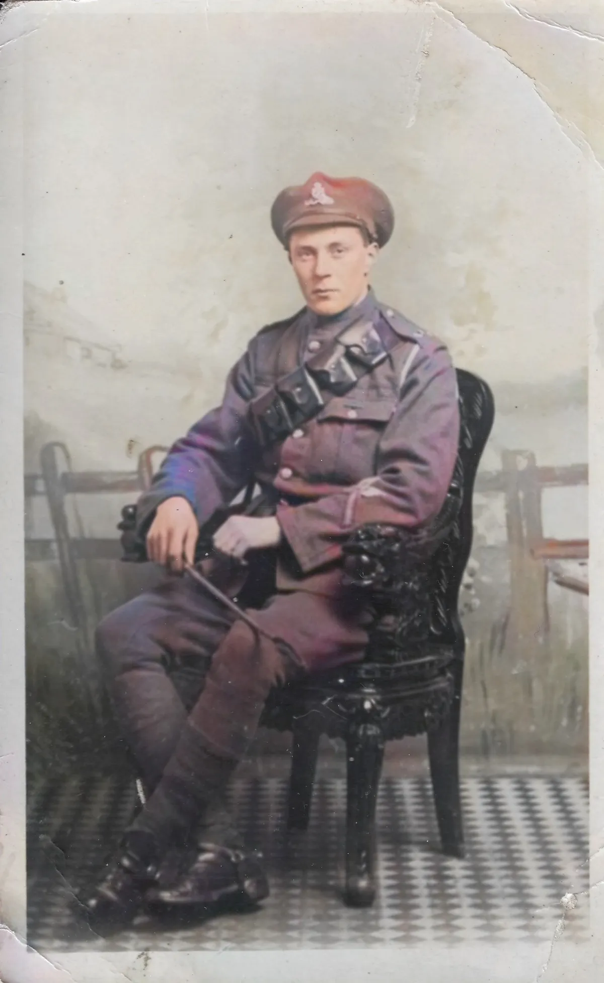 Colourised First World War soldier
