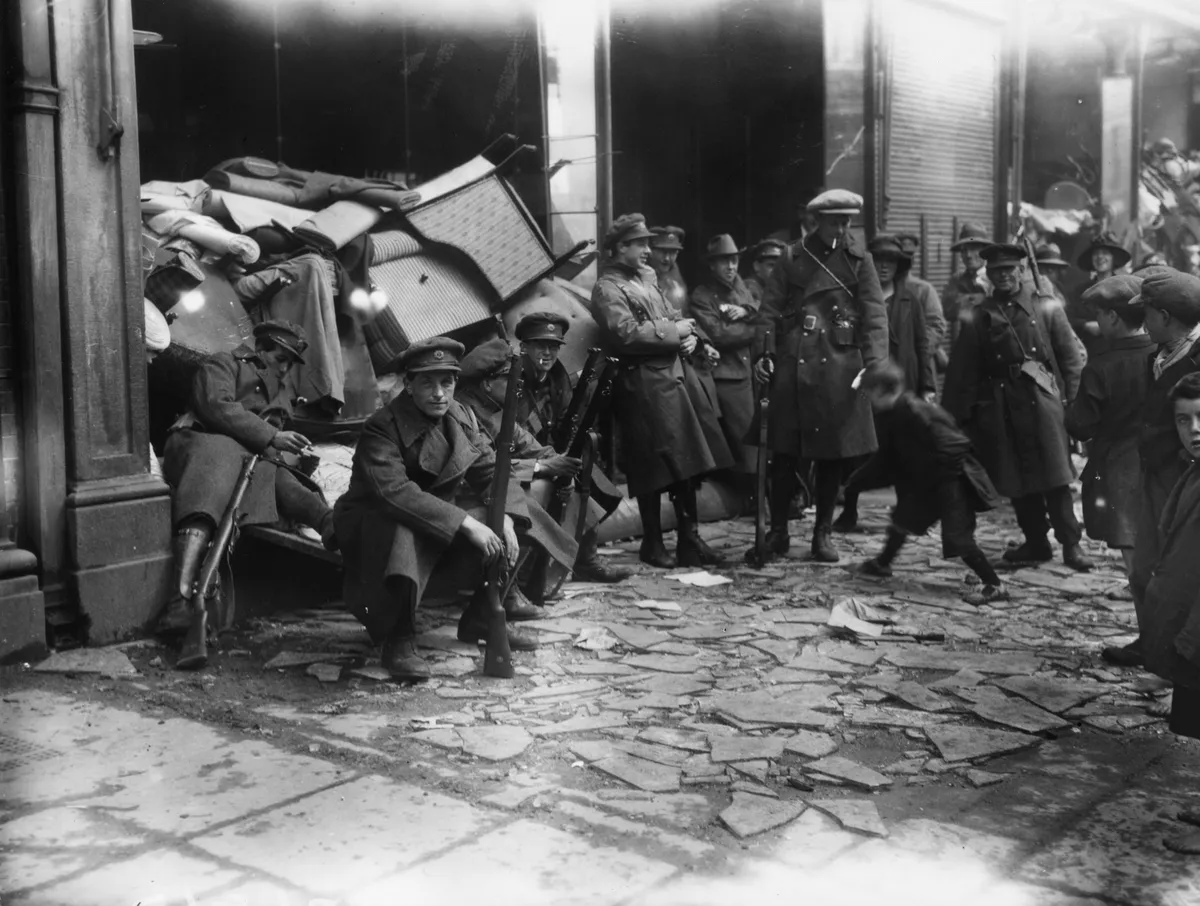 Irish Free State soldiers guarding a shop during the Irish Civil War Irish volunteers