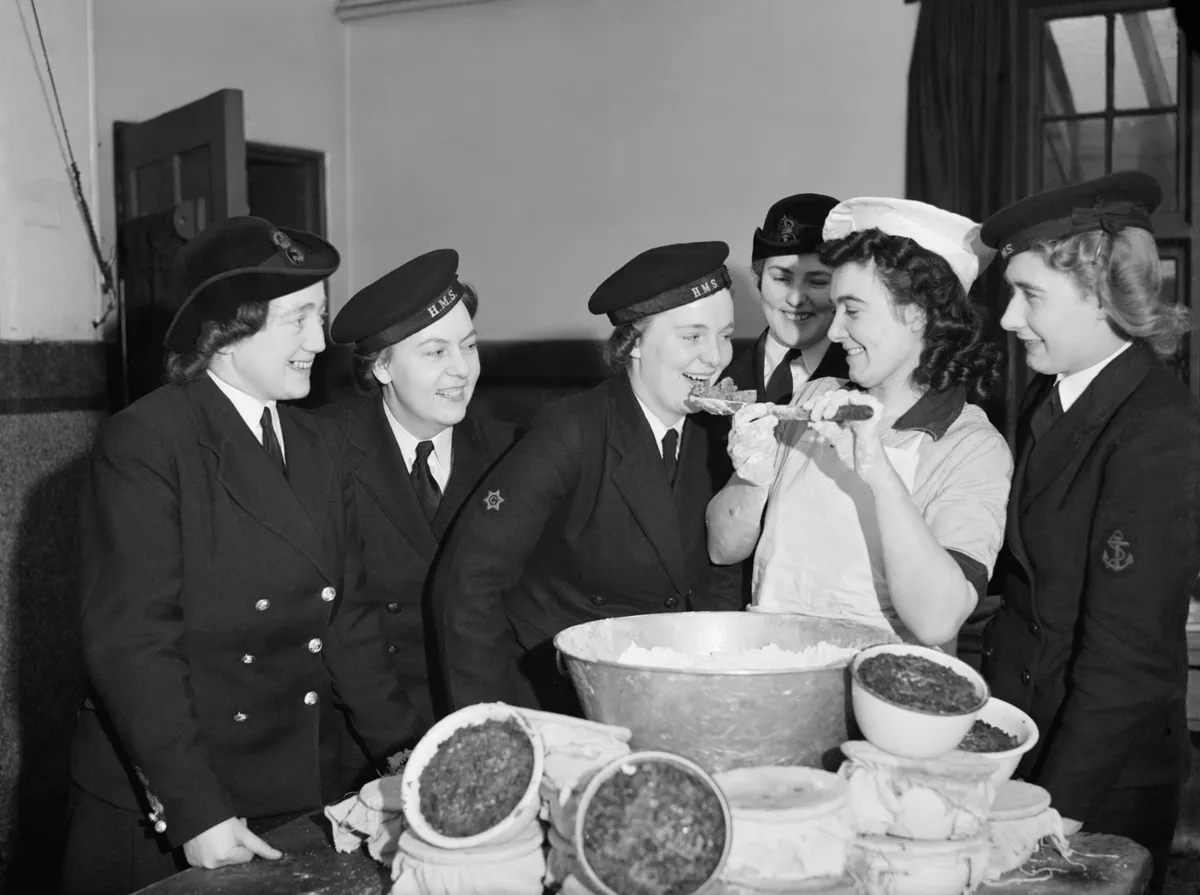 WW2 Wrens making Christmas pudding at Greenock, Scotland, 1942