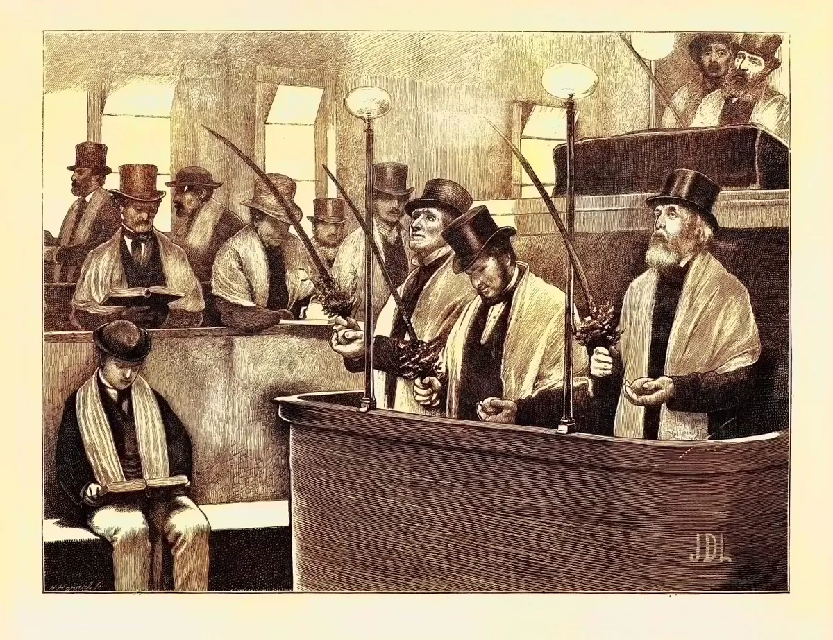 North London synagogue in 1871. Jewish migrants often anglicised their names