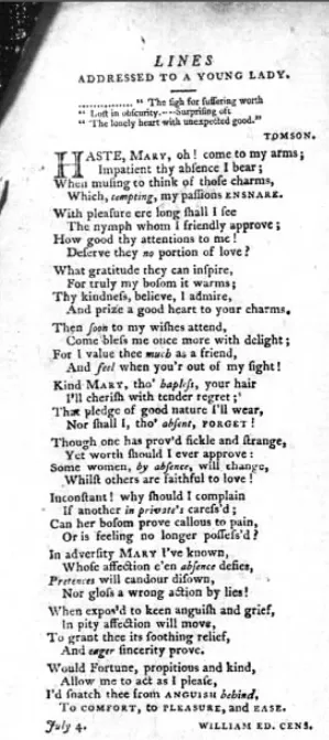 An old newspaper cutting with the text of the poem above