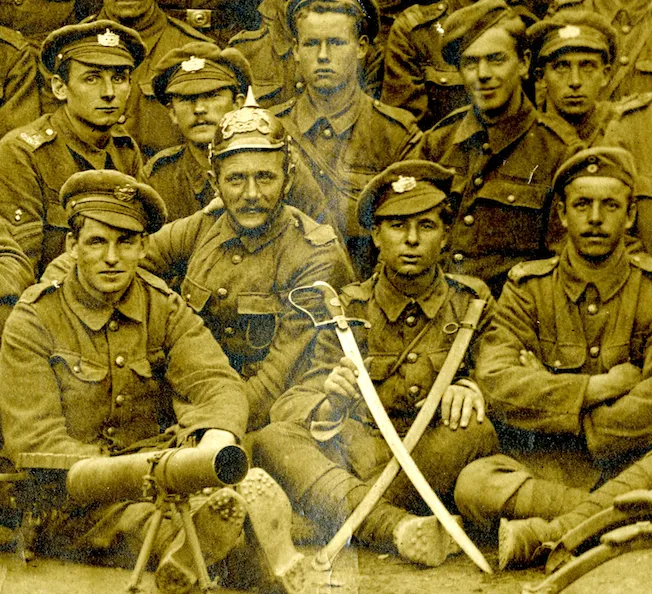 First world war soldiers from Bristol with German trophies Battle of Somme