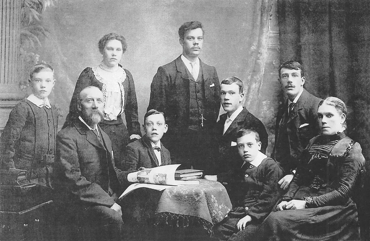Black and white photograph of a Victorian family