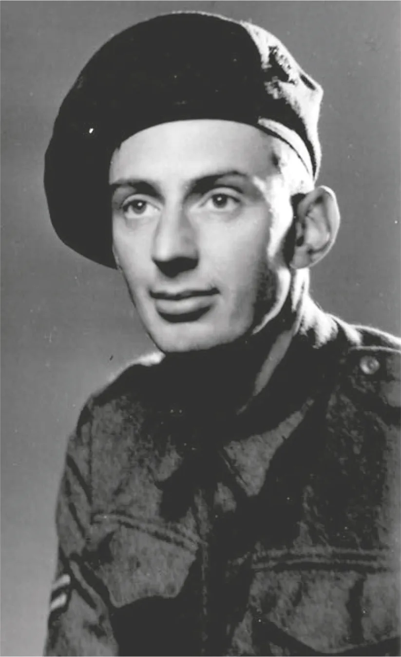 Black and white photograph of a young man in Second World War army uniform