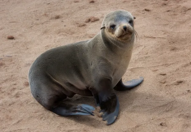 The handsome Cape Fur Seal from Cape Cross Seal Reserve, the largest colony of seal in the world. In Skeleton coast, Namibia