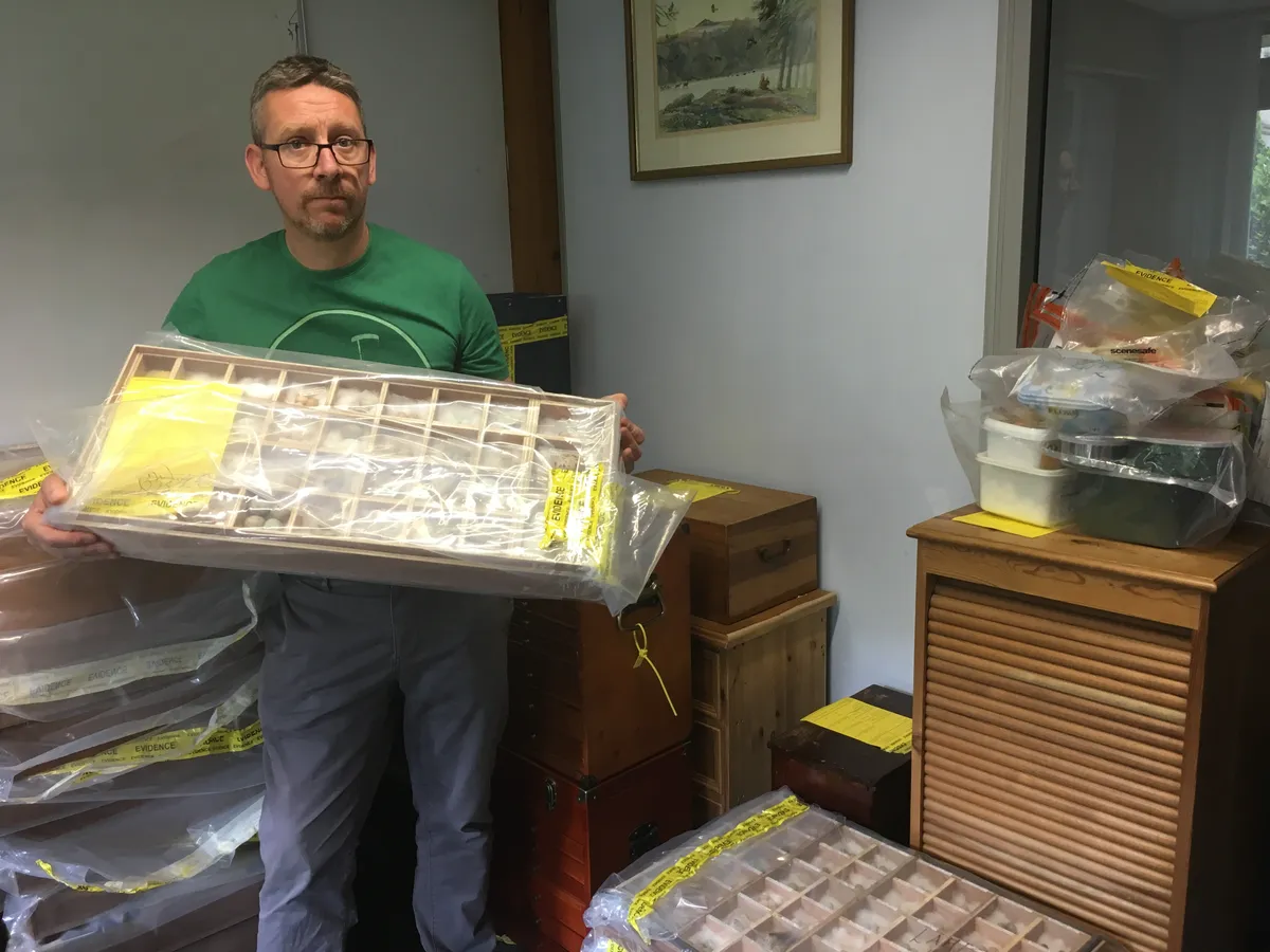 RSPB senior investigator Mark Thomas cataloguing Lingham's egg collection. © RSPB