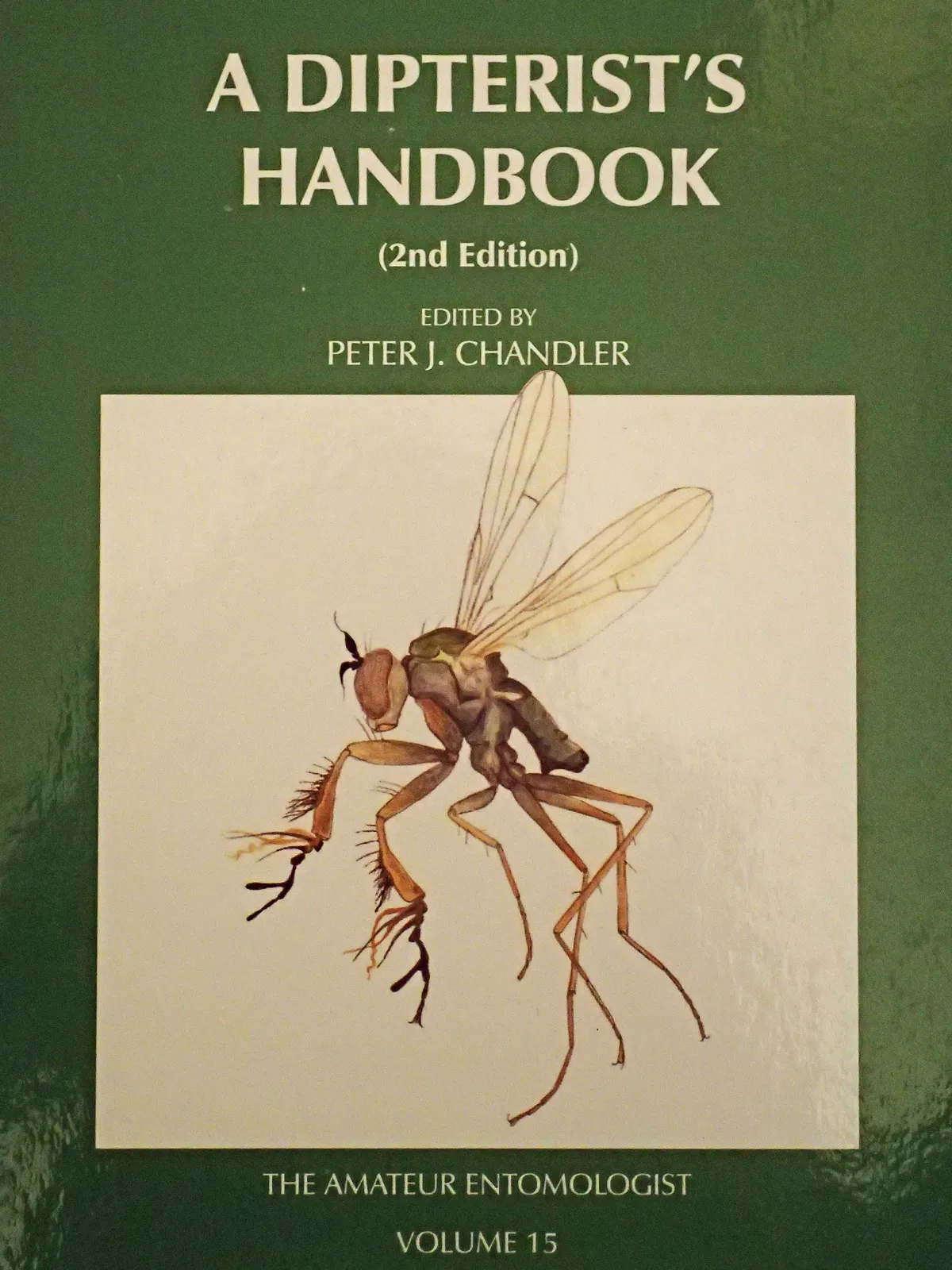 The Front cover of A Dipterists Handbook, featuring Peter Skidmore’s wonderful drawing of Campsicnemus magius