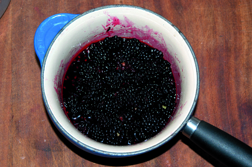 Making the blackberry sauce. © Sanjida O'Connell