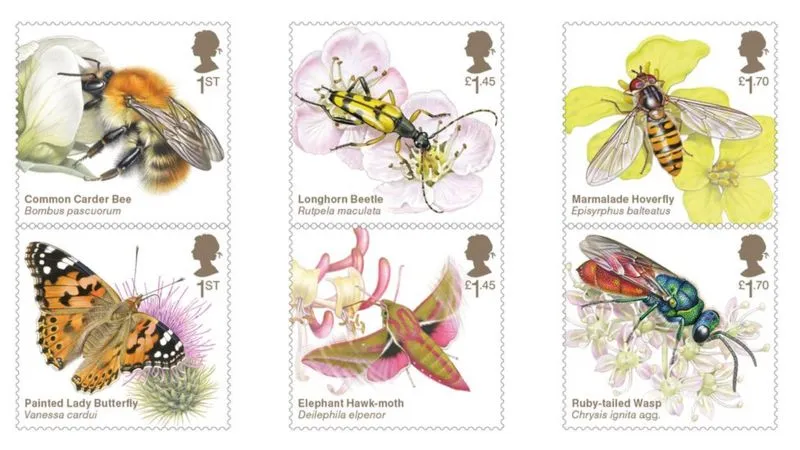 Brilliant Bugs stamp set. © Royal Mail