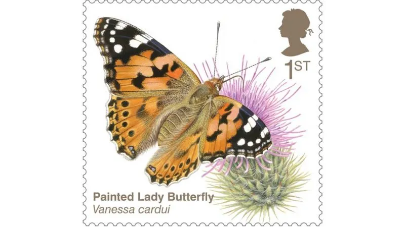 Painted lady butterfly stamp. © Royal Mail