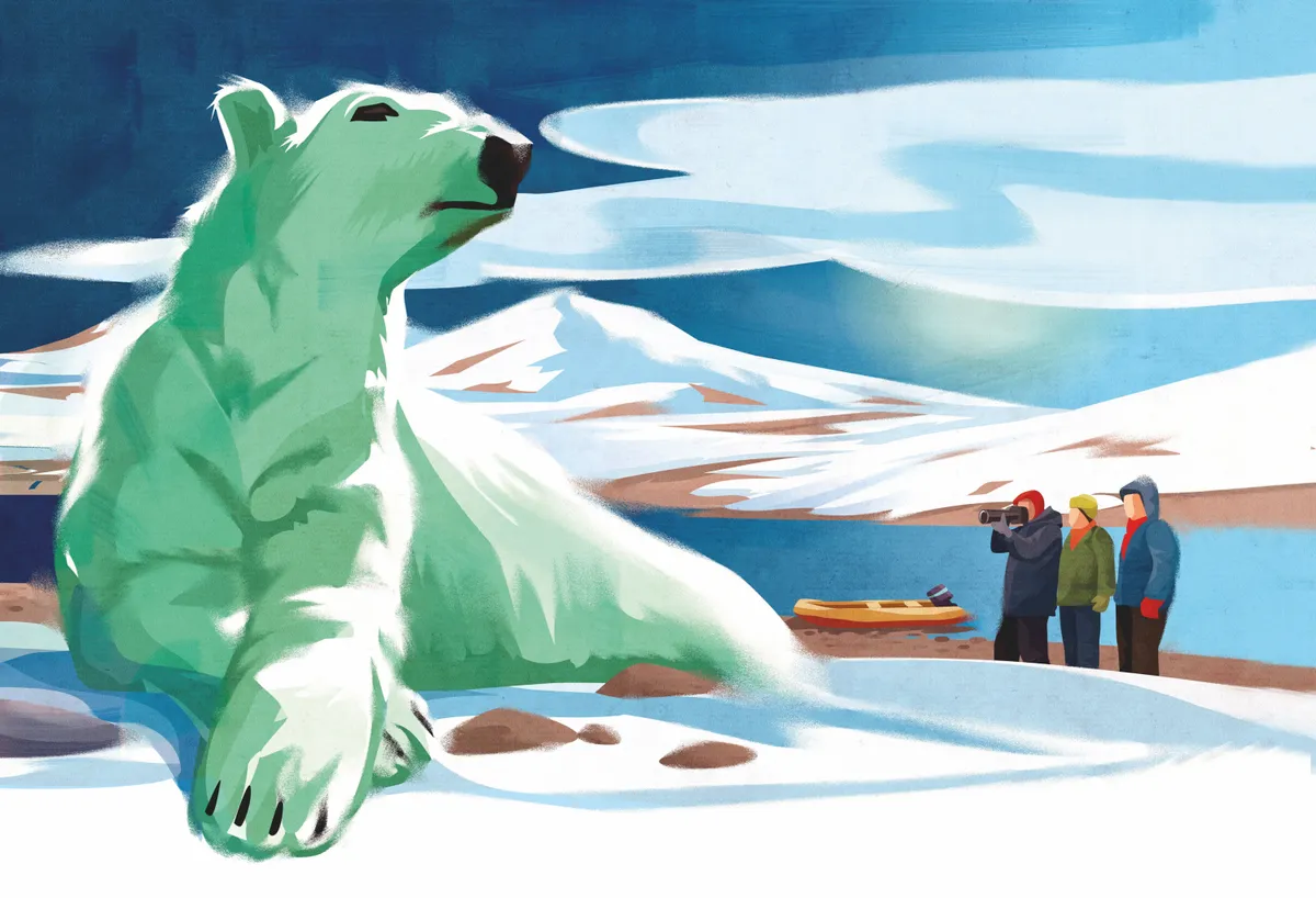 Tourists watching a polar bear. © Eric Smith