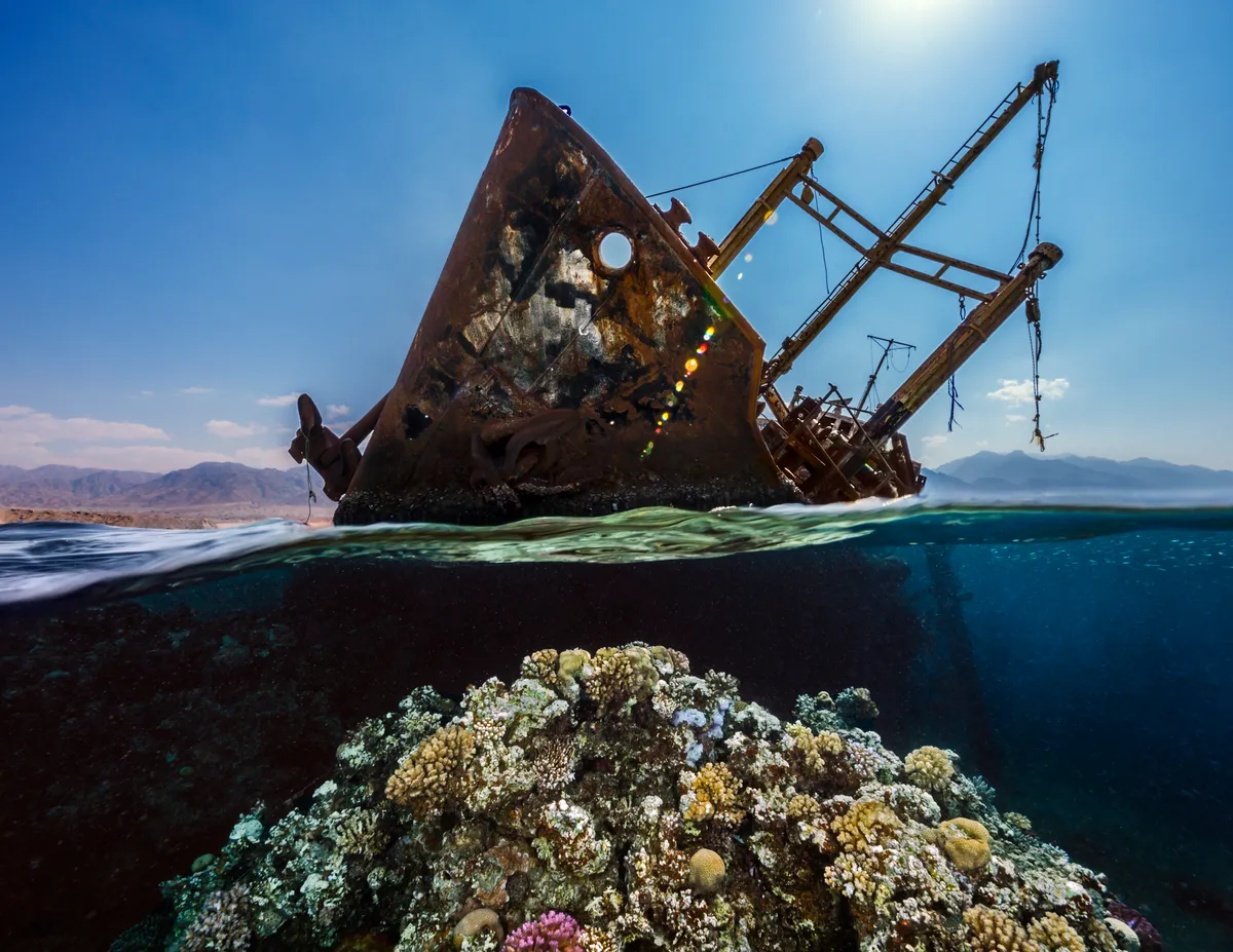 Wrecks category third place: Golden Hour at the Georgios, Saudi Arabia. © Renee Capozzola/Underwater Photographer of the Year 2021