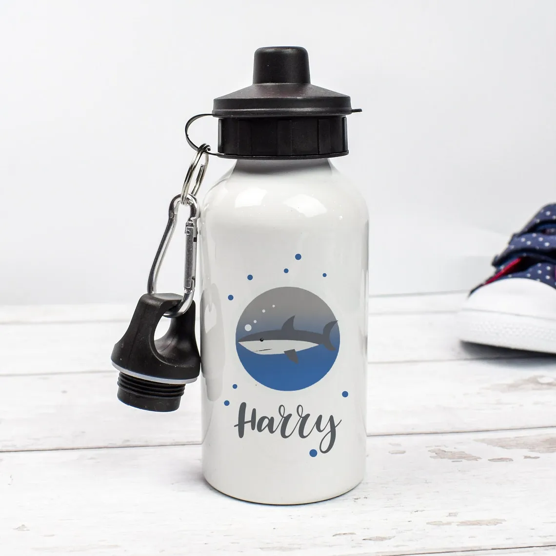 Personalised shark water bottle