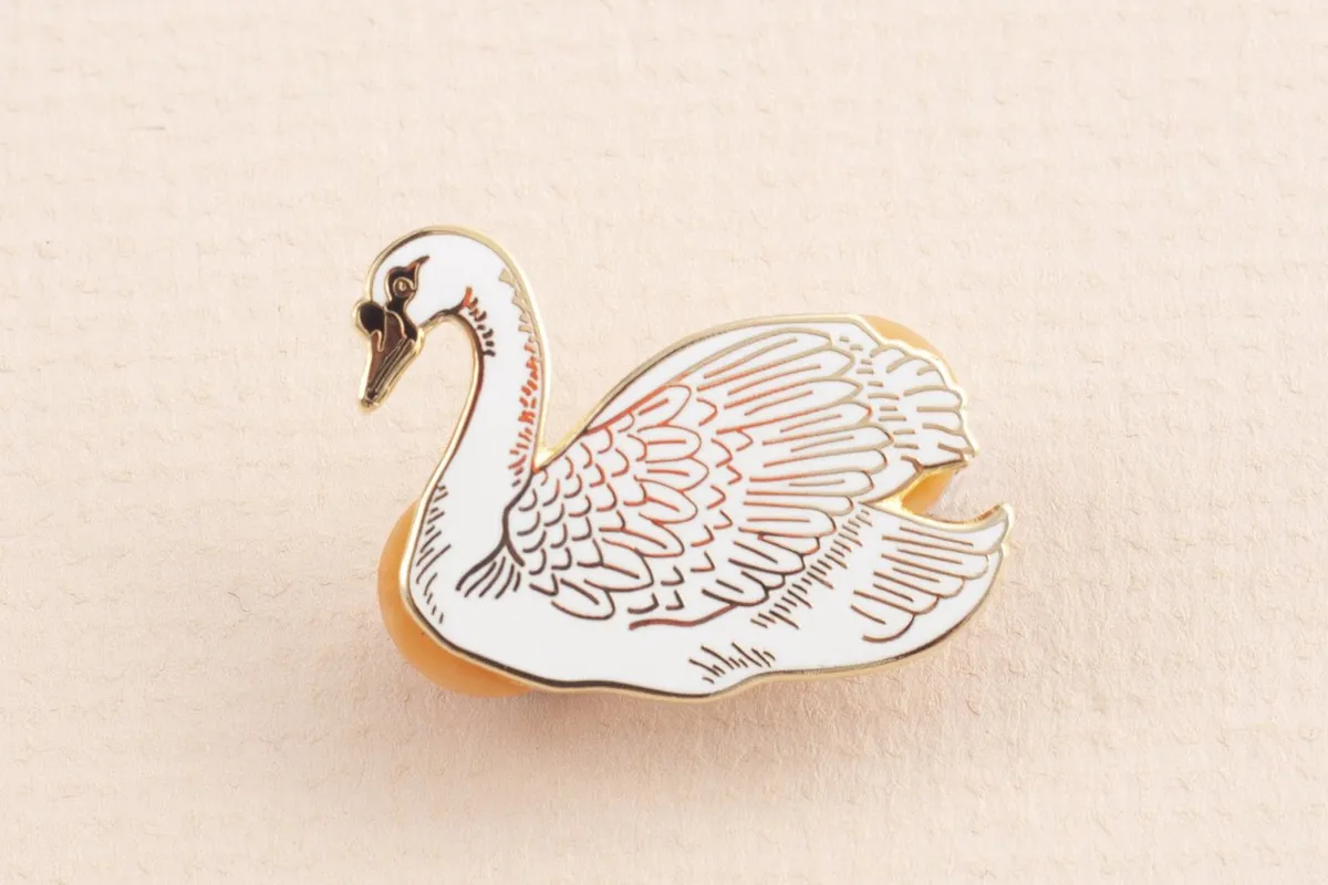 Mute Swan Enamel Pin Badge. Little Paisley Designs