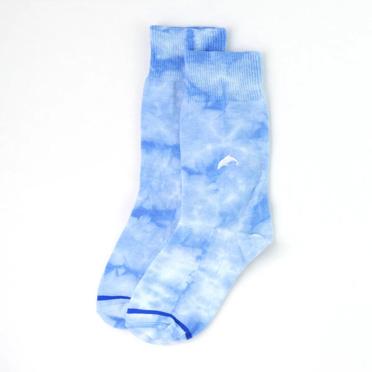 Blue dolphin tie dye socks.