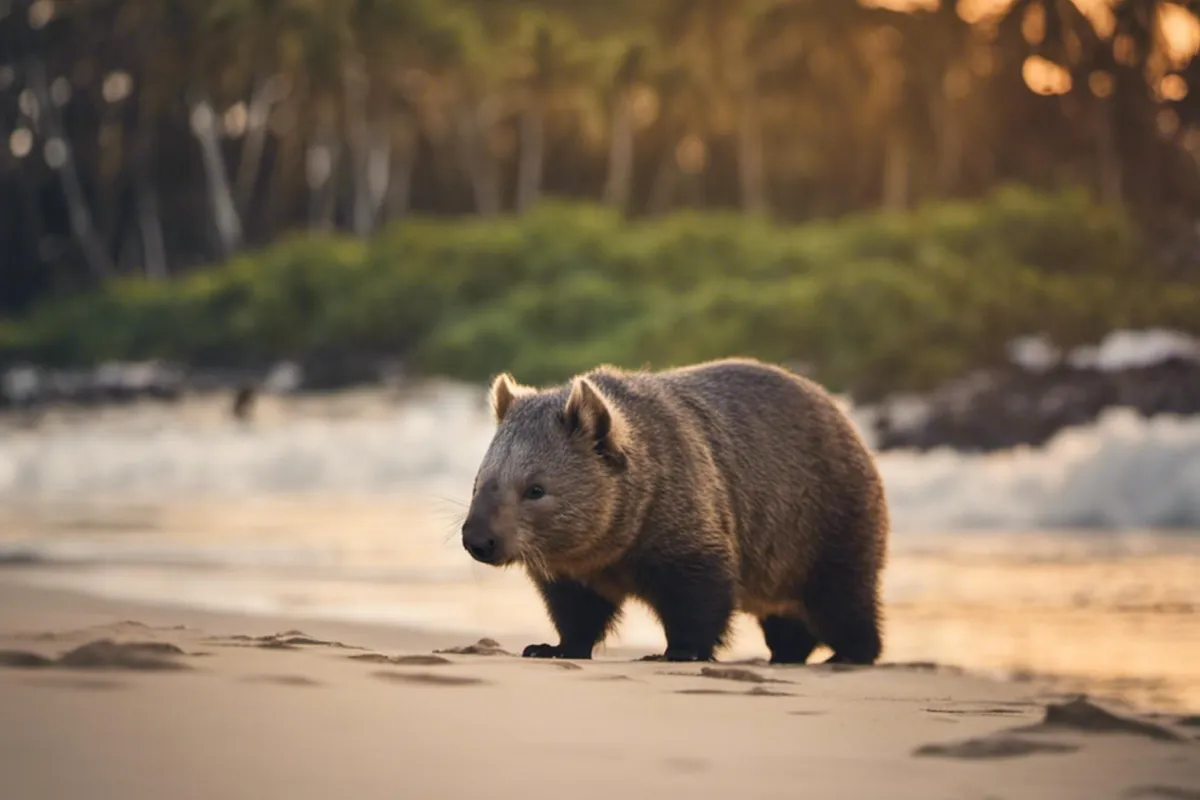 Wombat on a beach