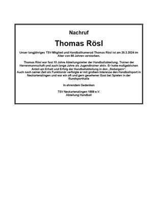 Nachruf: Thomas Rösl
