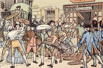 Guerre des Farines Guerre des farines : scene d emeute en 1775. Illustration par Jos GIRARD tiree de l Histoire de Franc