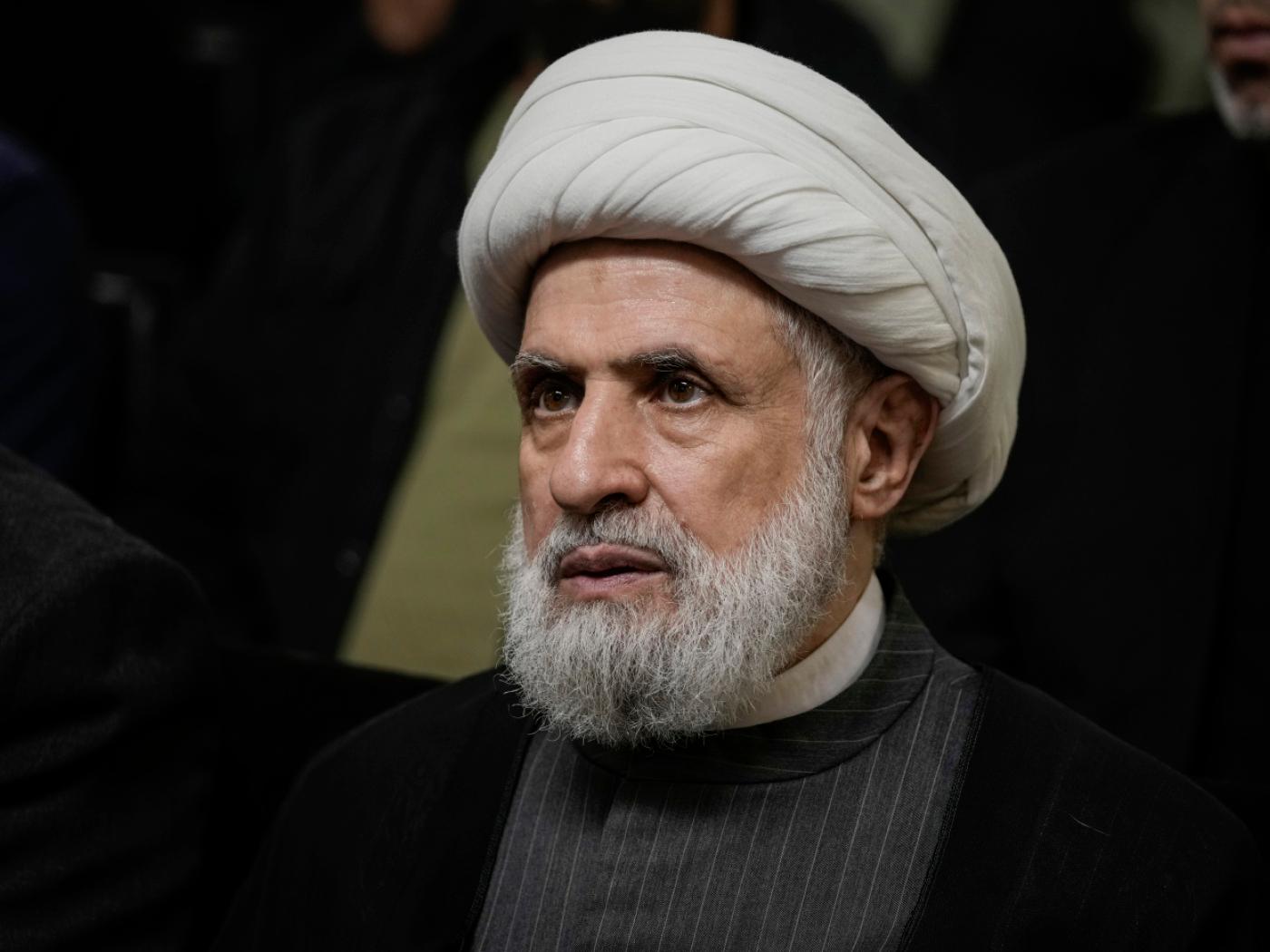 ARCHIV - Der Führer der Hisbollah, Naim Kassim. Foto: Bilal Hussein/AP/dpa/Archivbild
