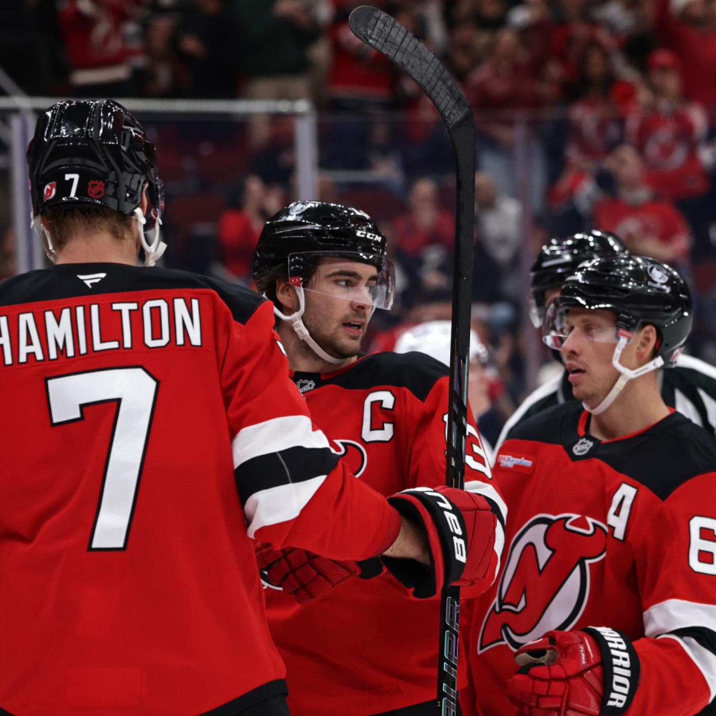 Die New Jersey Devils feiern einen 7:1-Sieg