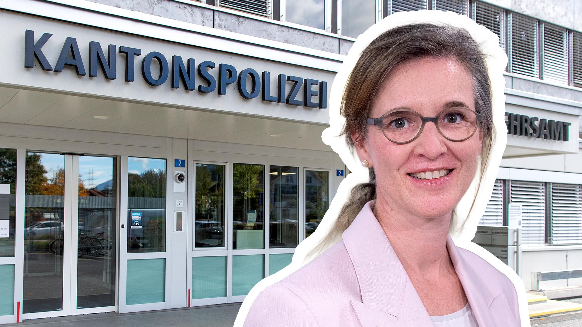 Umzug über die Strasse: Regierungsrätin Carmelia Maissen vertritt den Neubau für die Kantonspolizei Graubünden.