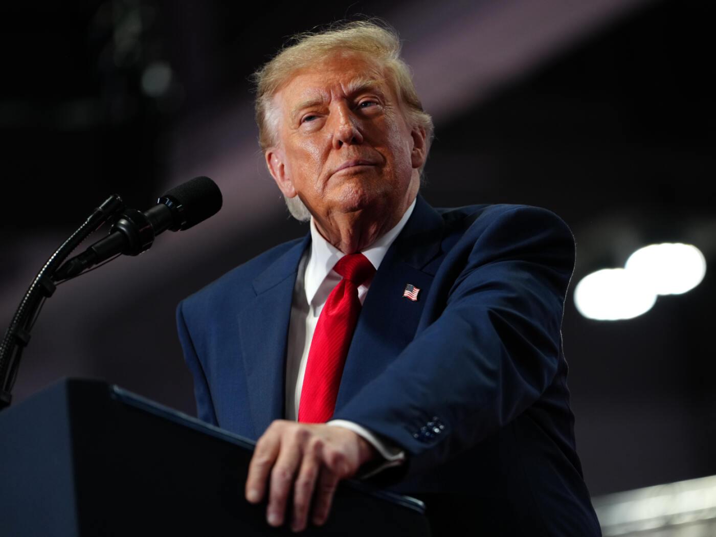 US-Präsident Donald Trump spricht während einer Wahlkampfveranstaltung. Foto: Julia Demaree Nikhinson/AP/dpa