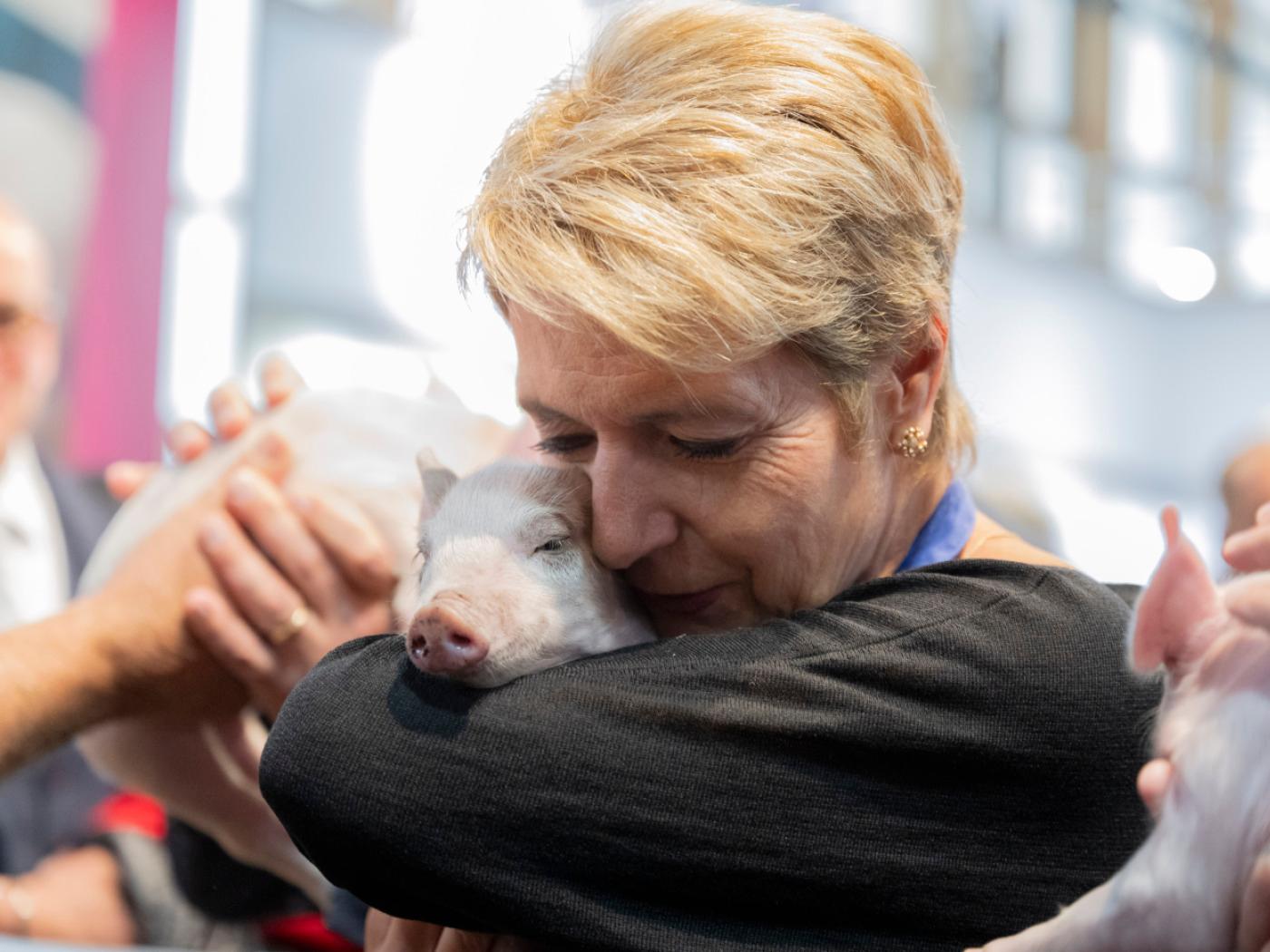 Im vergangenen Jahr eröffnete Bundesrätin Karin Keller-Sutter (FDP) mit dem Ferkel Paola die 82. Olma in St. Gallen.