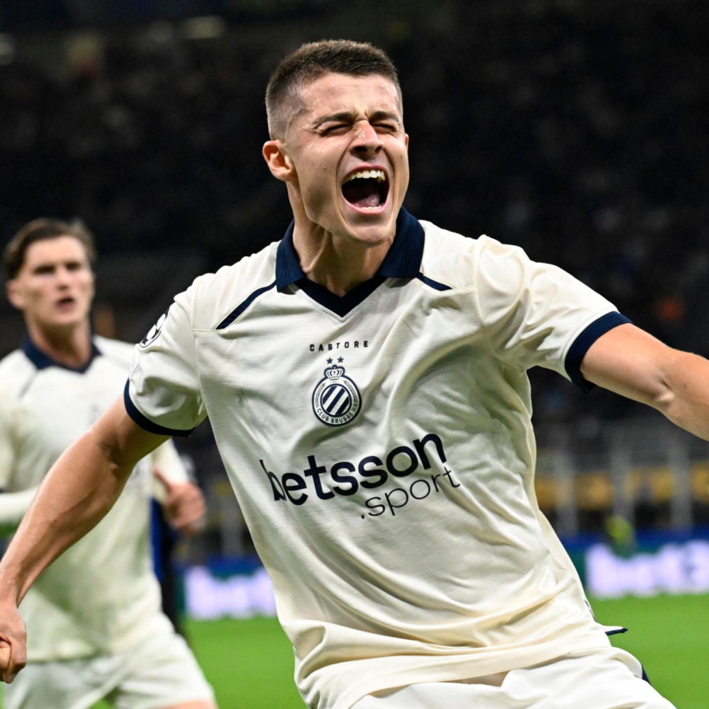 Nicolo Tresoldi hat als dreifacher Torschütze für Brügge gegen Inter Mailand viel Grund zum Jubeln