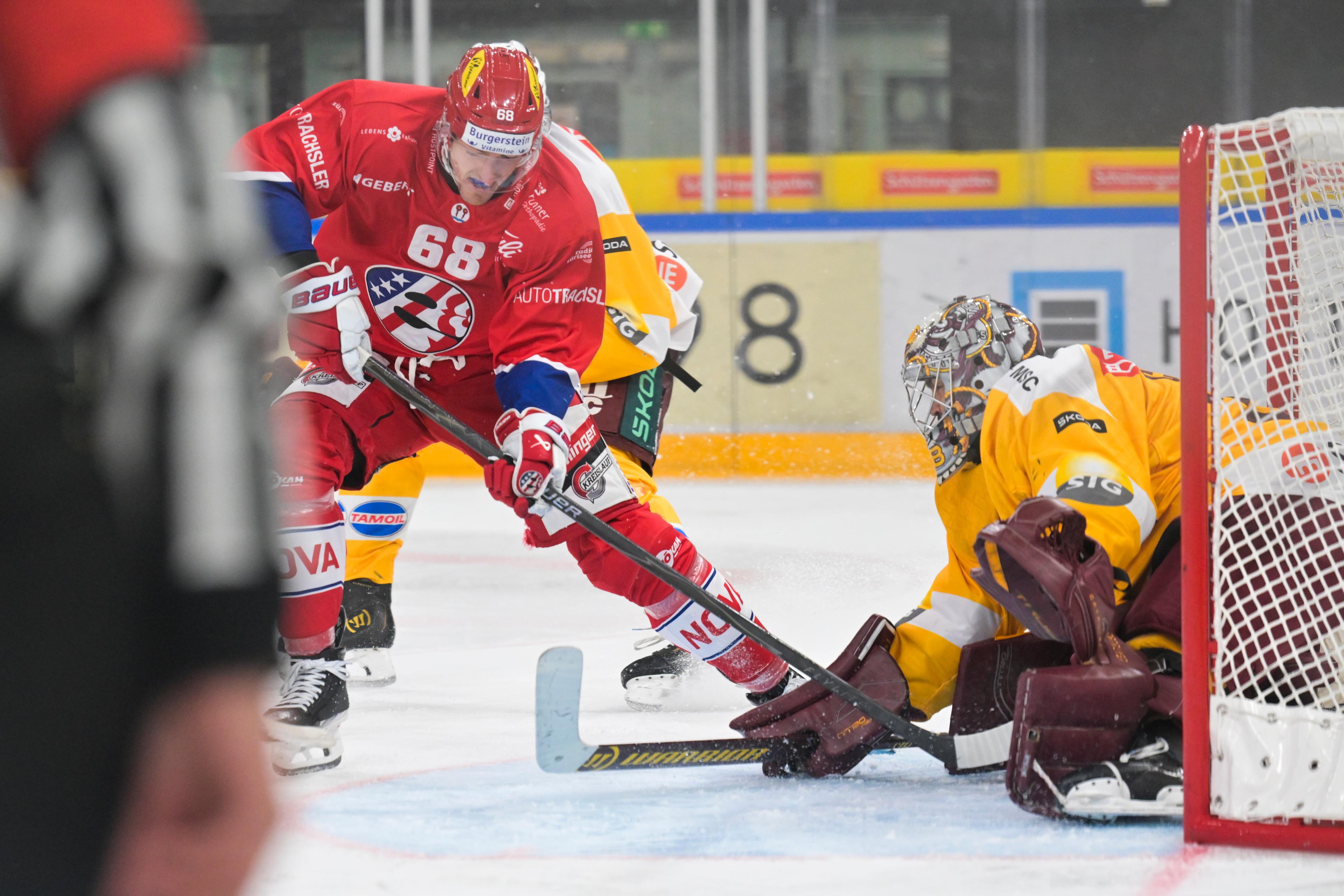 Offensiv nicht auf der Höhe: Lakers-Stürmer Fabrice Herzog scheitert an Servette-Goalie Stephane Charlin.