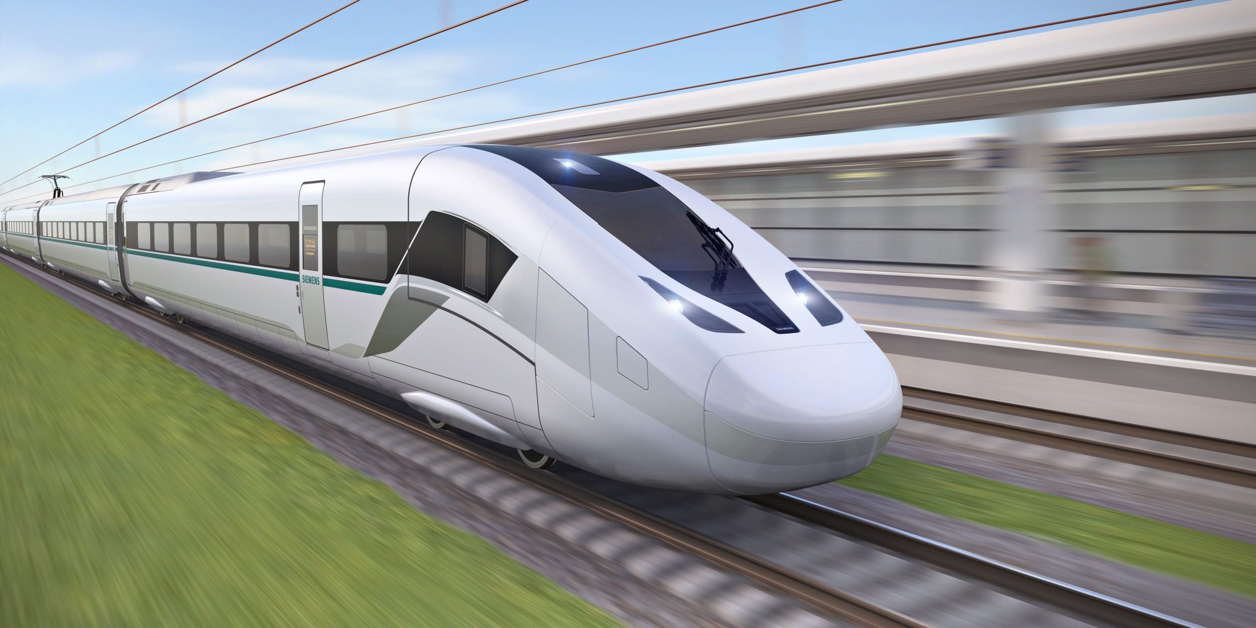 Neuer Siemens-Hochgeschwindigkeitszug nähert sich auf der Schiene